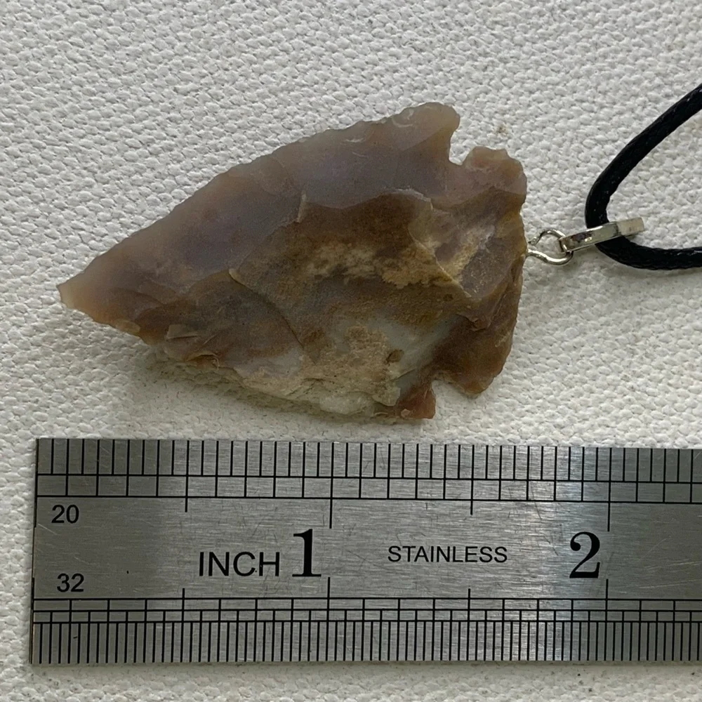 Arrowhead Leather Necklace Brown Agate Stone Primitive Jewelry Men's Tribal 19